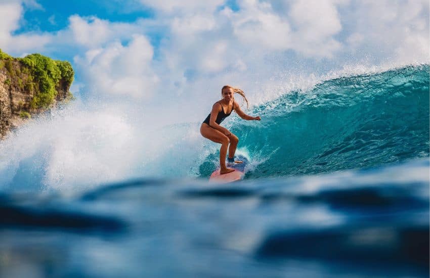 Girl Surfing in Guam