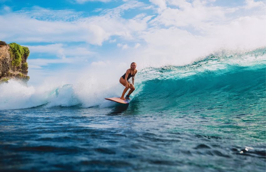 Surfer girl in Guam